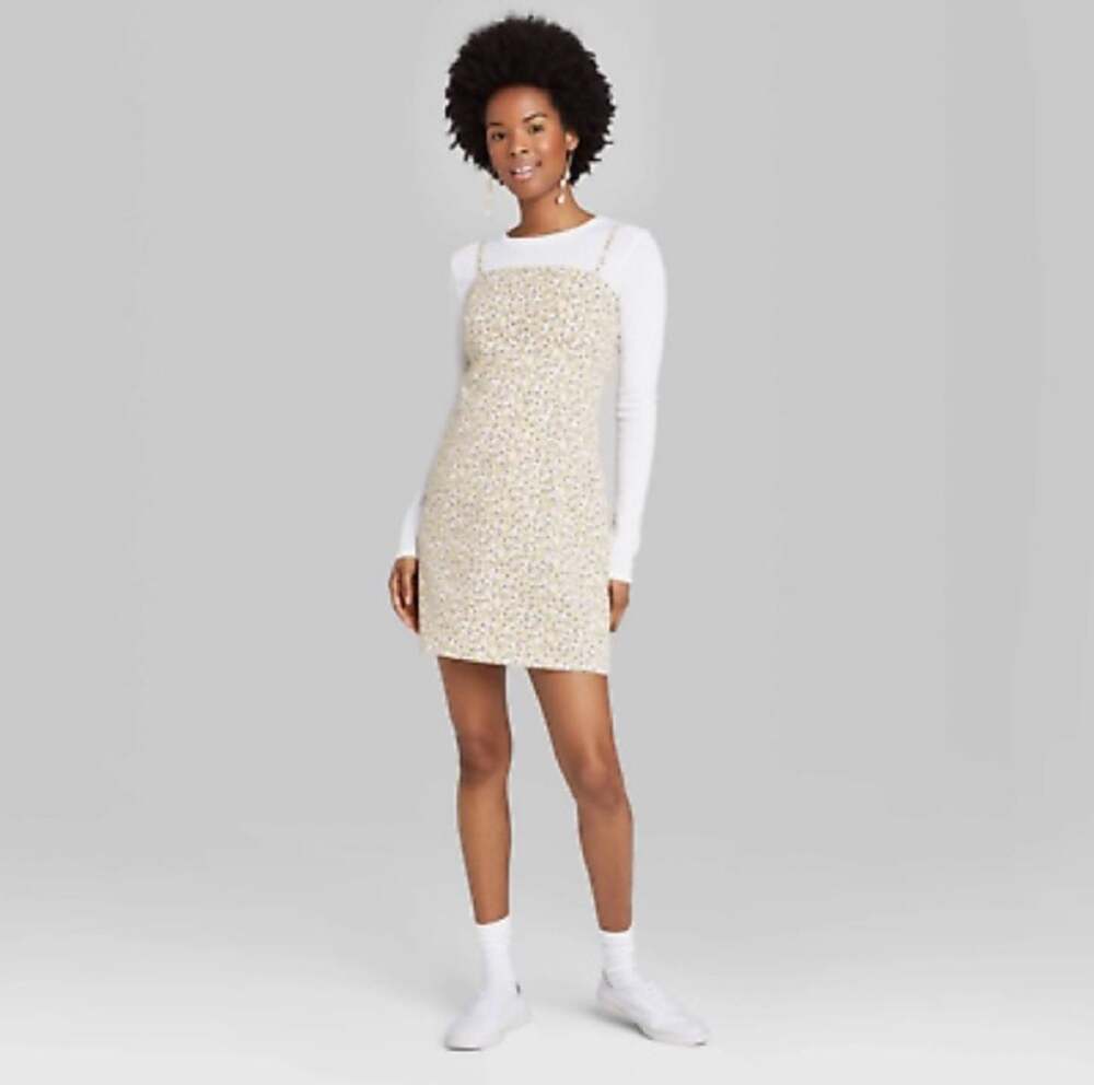 Wild Fable Yellow White Floral Mini Shift Dress A-Line - Picture 3 of 6